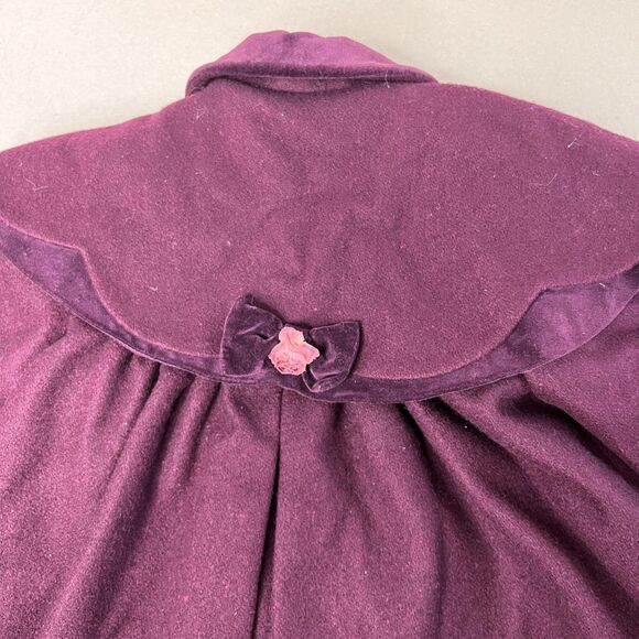 Rothschild Coat Girls 3T Vintage Purple Wool Cape Velvet Trim 90s Union Made USA - Picture 16 of 16